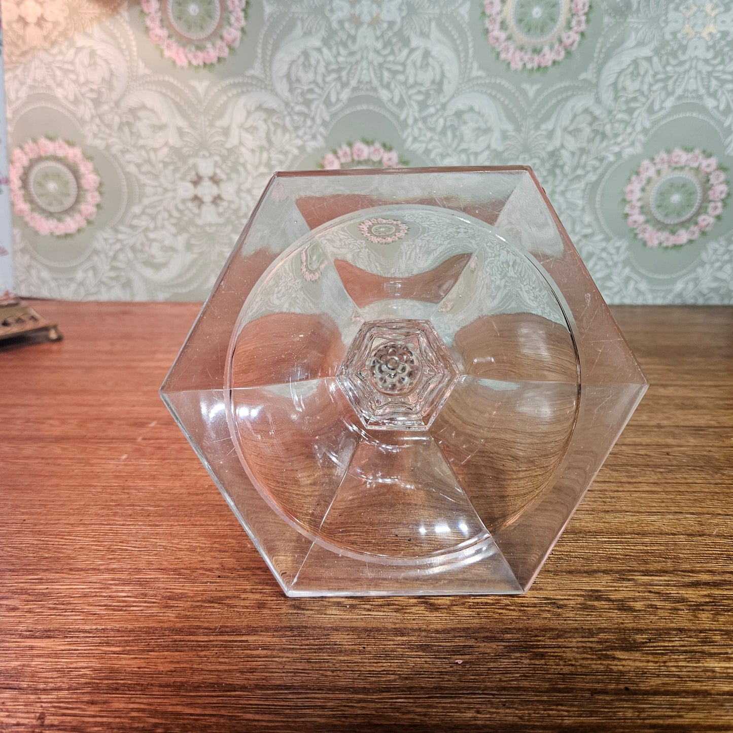Vintage Clear Pressed Lamp Base with Faceted Foot