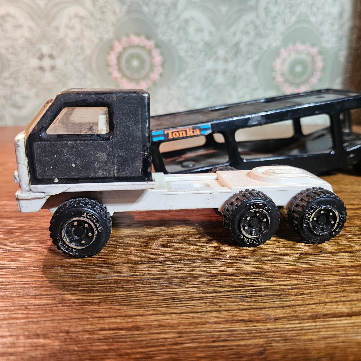 Vintage Tonka Car Carrier Truck and Trailer