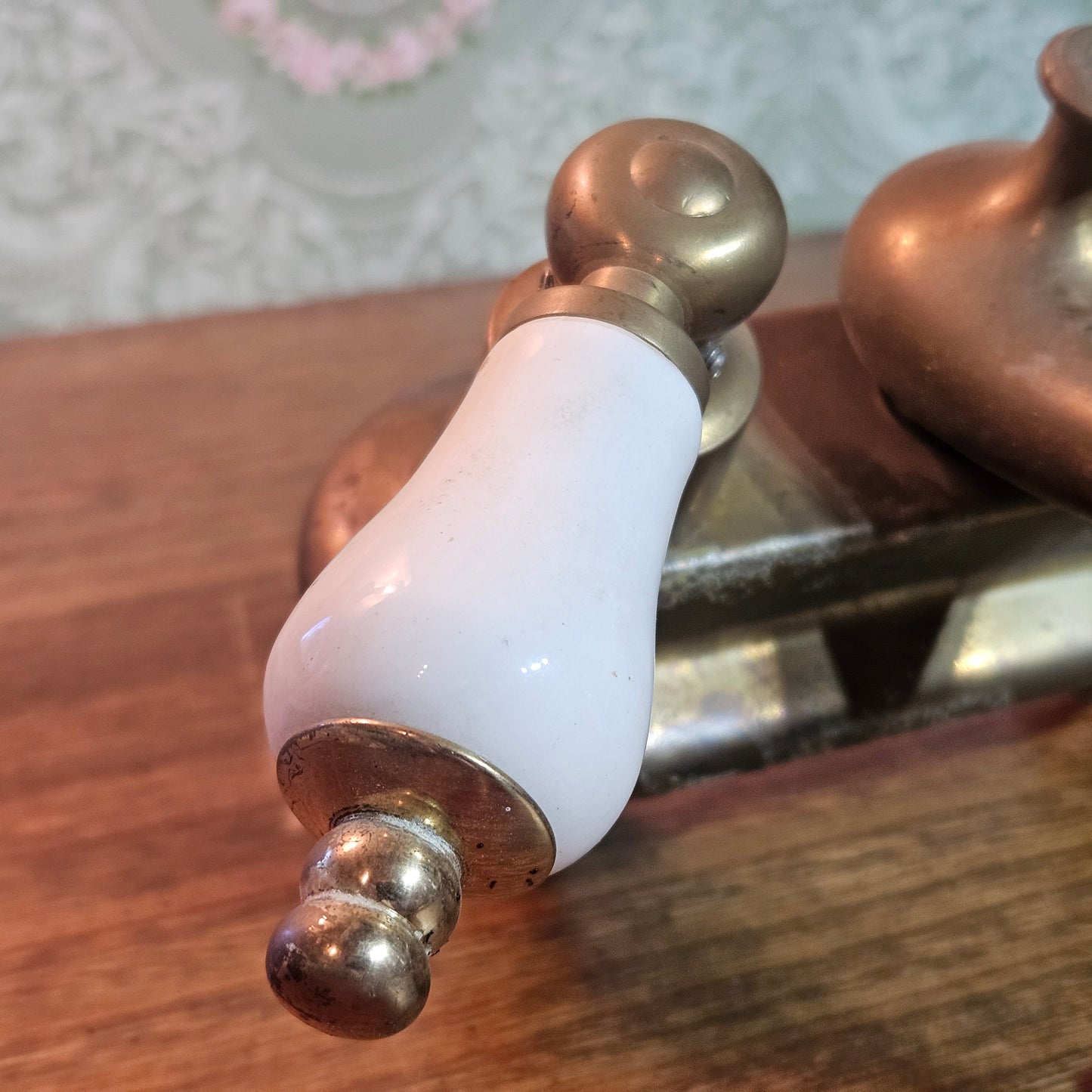 Vintage Brass Bathtub Faucet with Porcelain Handles