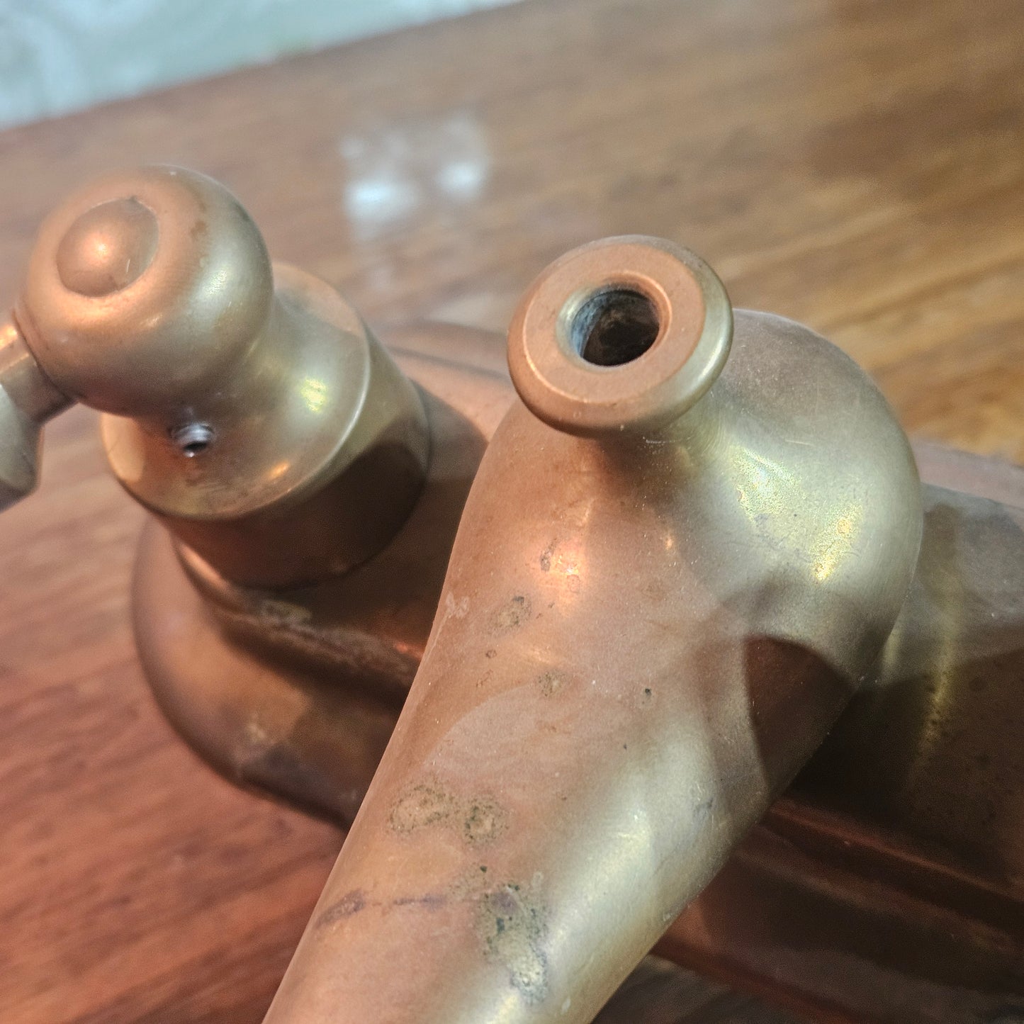 Vintage Brass Bathtub Faucet with Porcelain Handles