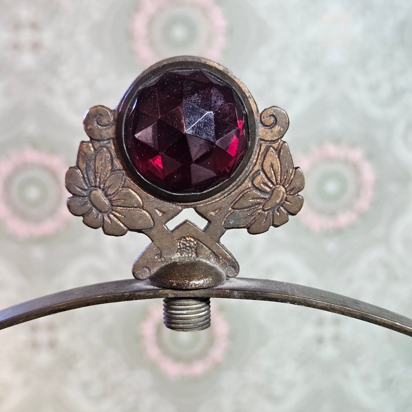 Ornate Jeweled Metal Circular "Brides Basket" Frame