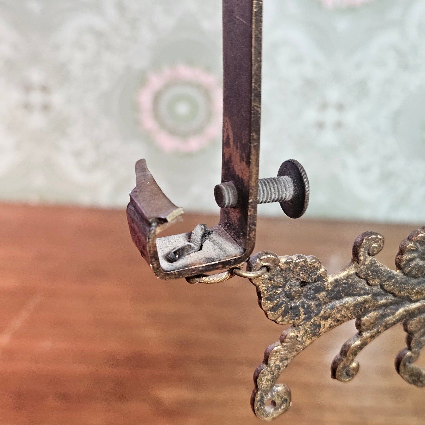 Ornate Jeweled Metal Circular "Brides Basket" Frame