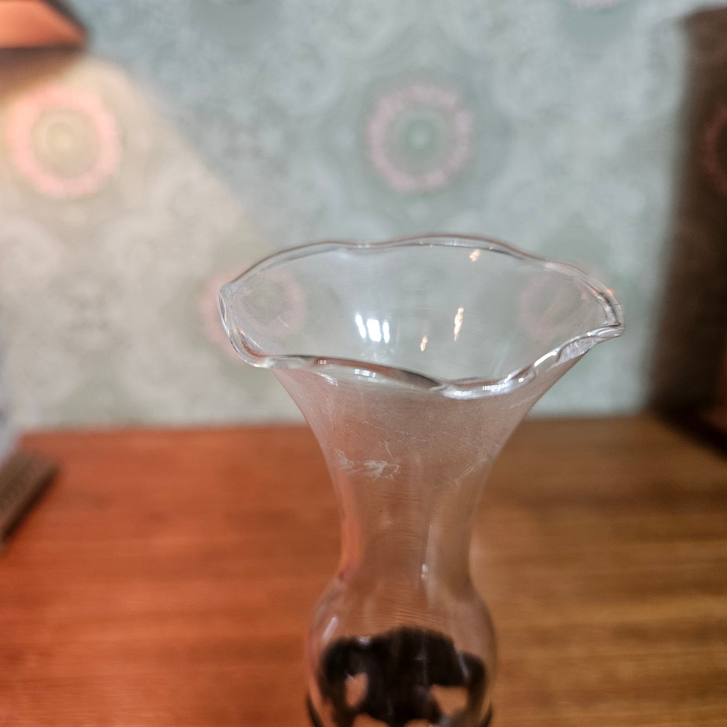 Vintage Brass Pierced Sleeve Glass Bud Vase