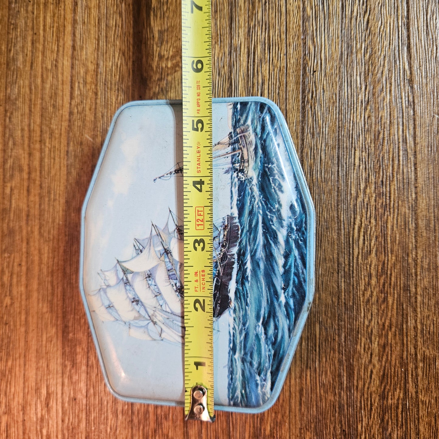 Vintage Horner Blue Sailing Ship Toffee Tin