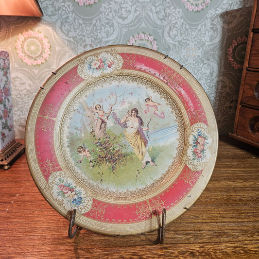 Antique Vienna Art Plate with Woman and Cherubs