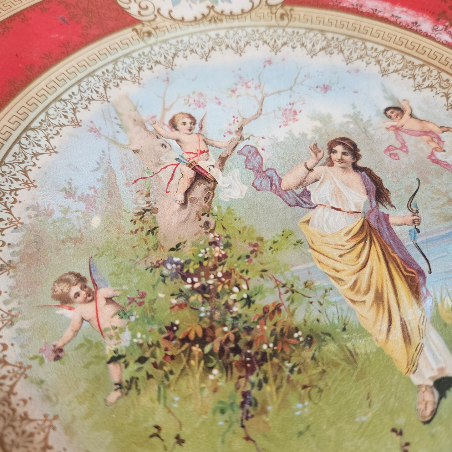 Antique Vienna Art Plate with Woman and Cherubs