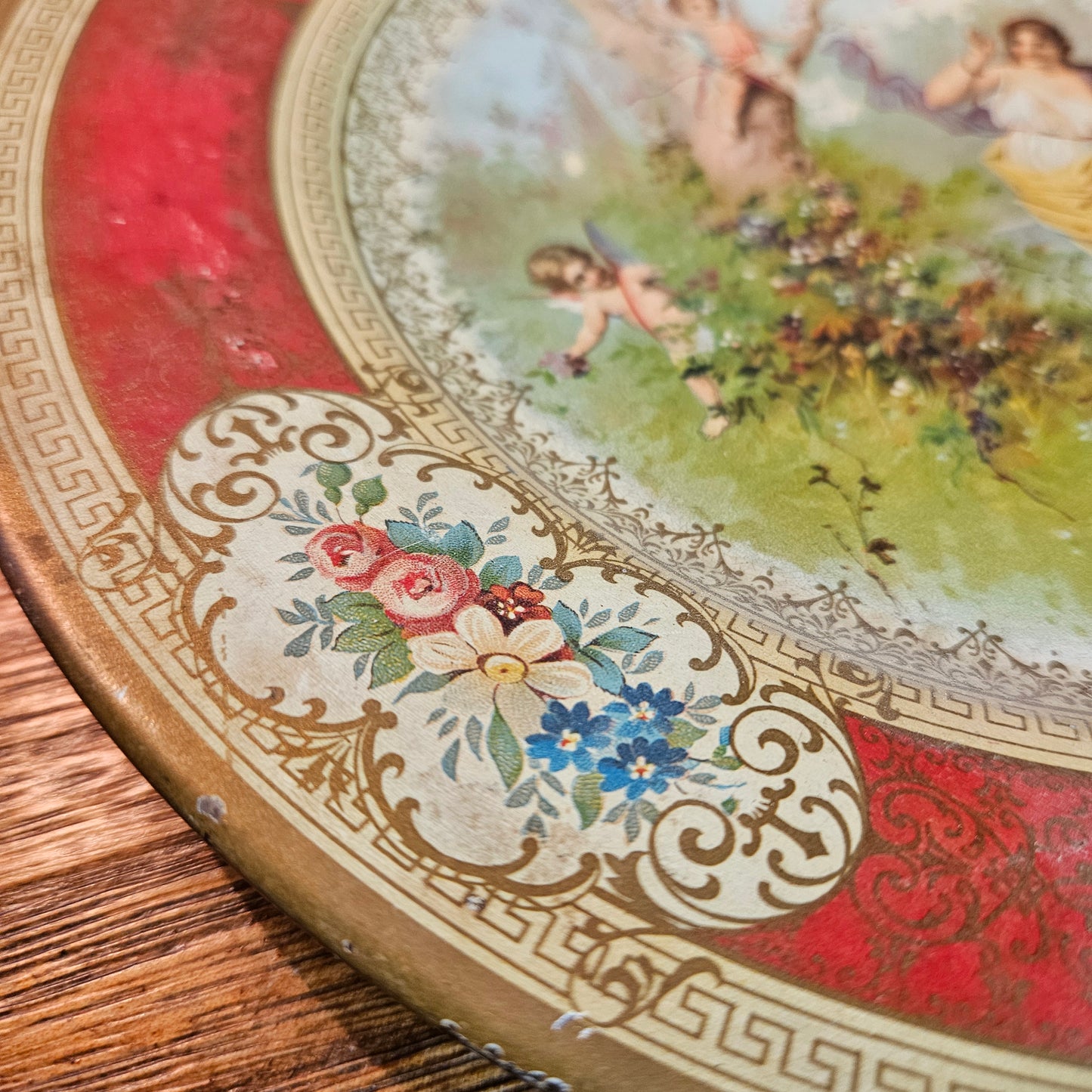 Antique Vienna Art Plate with Woman and Cherubs