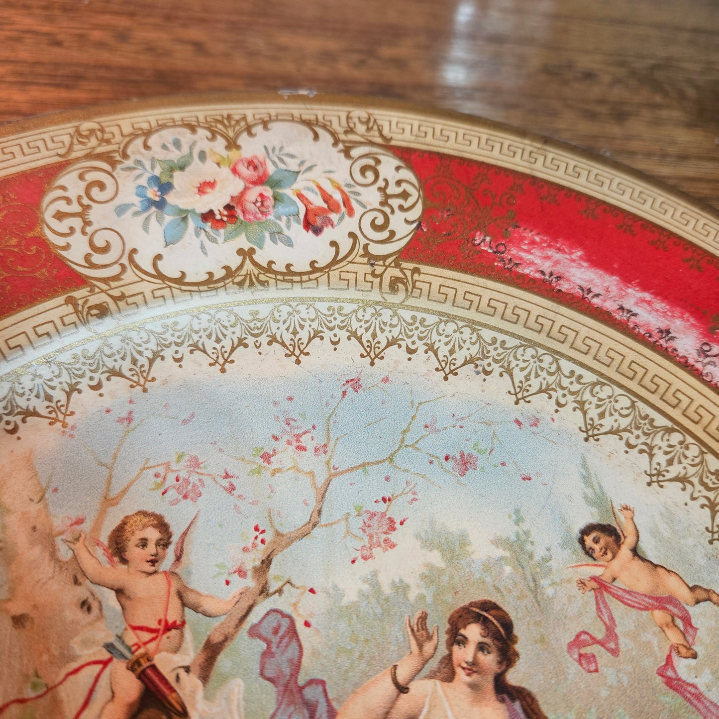 Antique Vienna Art Plate with Woman and Cherubs