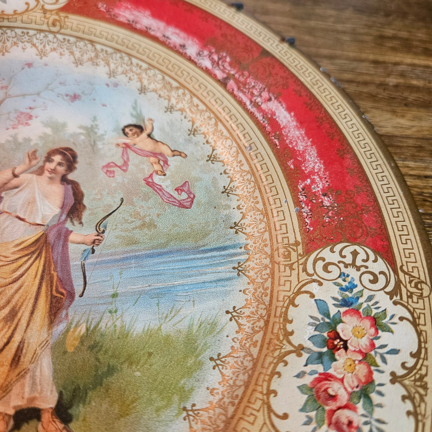 Antique Vienna Art Plate with Woman and Cherubs