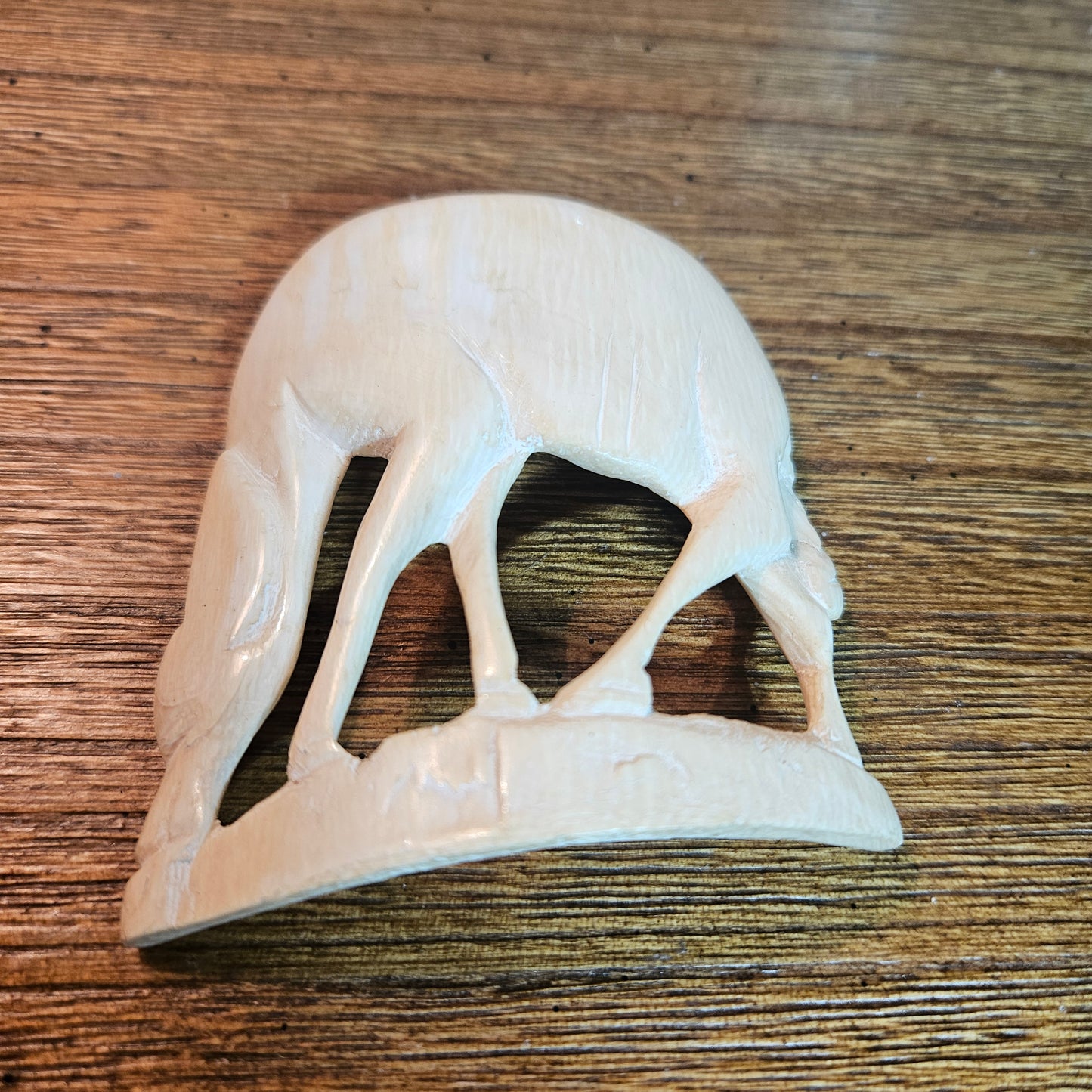 Carved Cream Grazing Animal Figurine