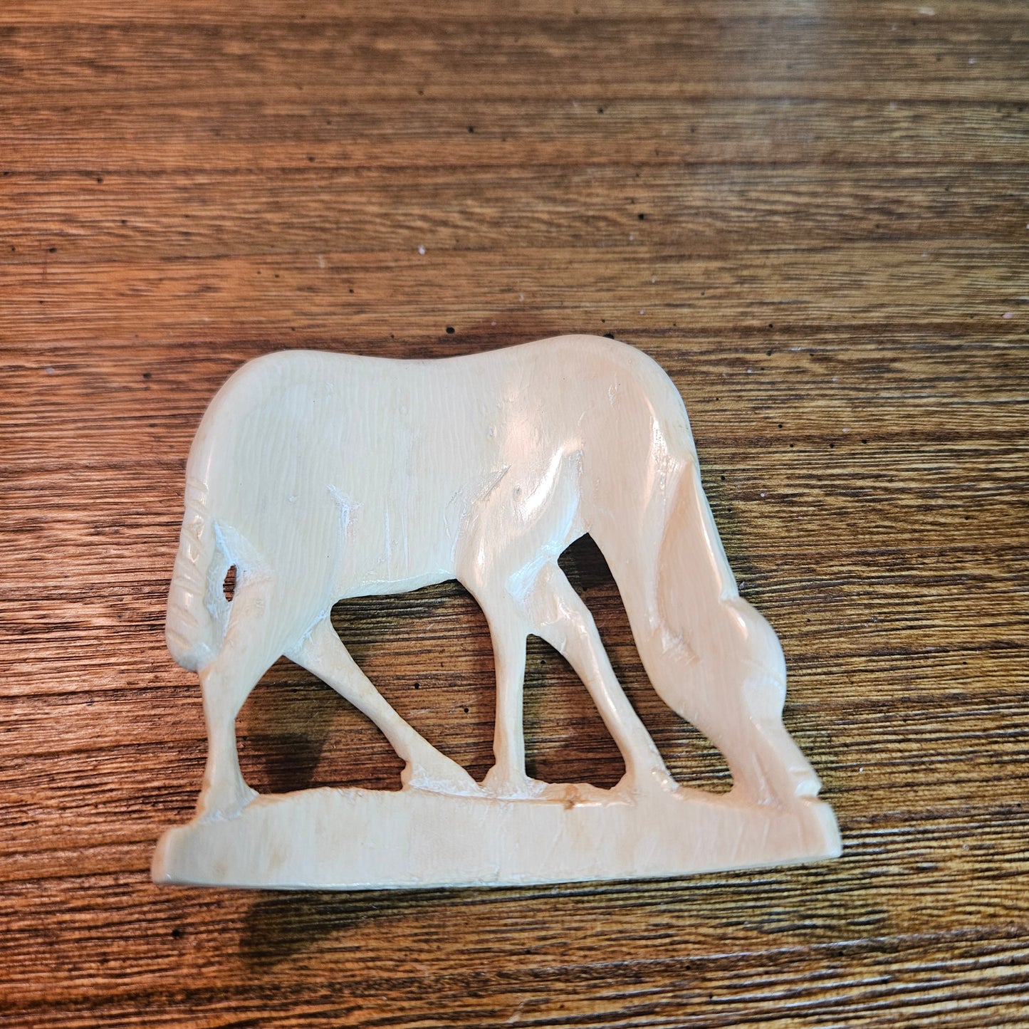 Carved Cream Grazing Animal Figurine