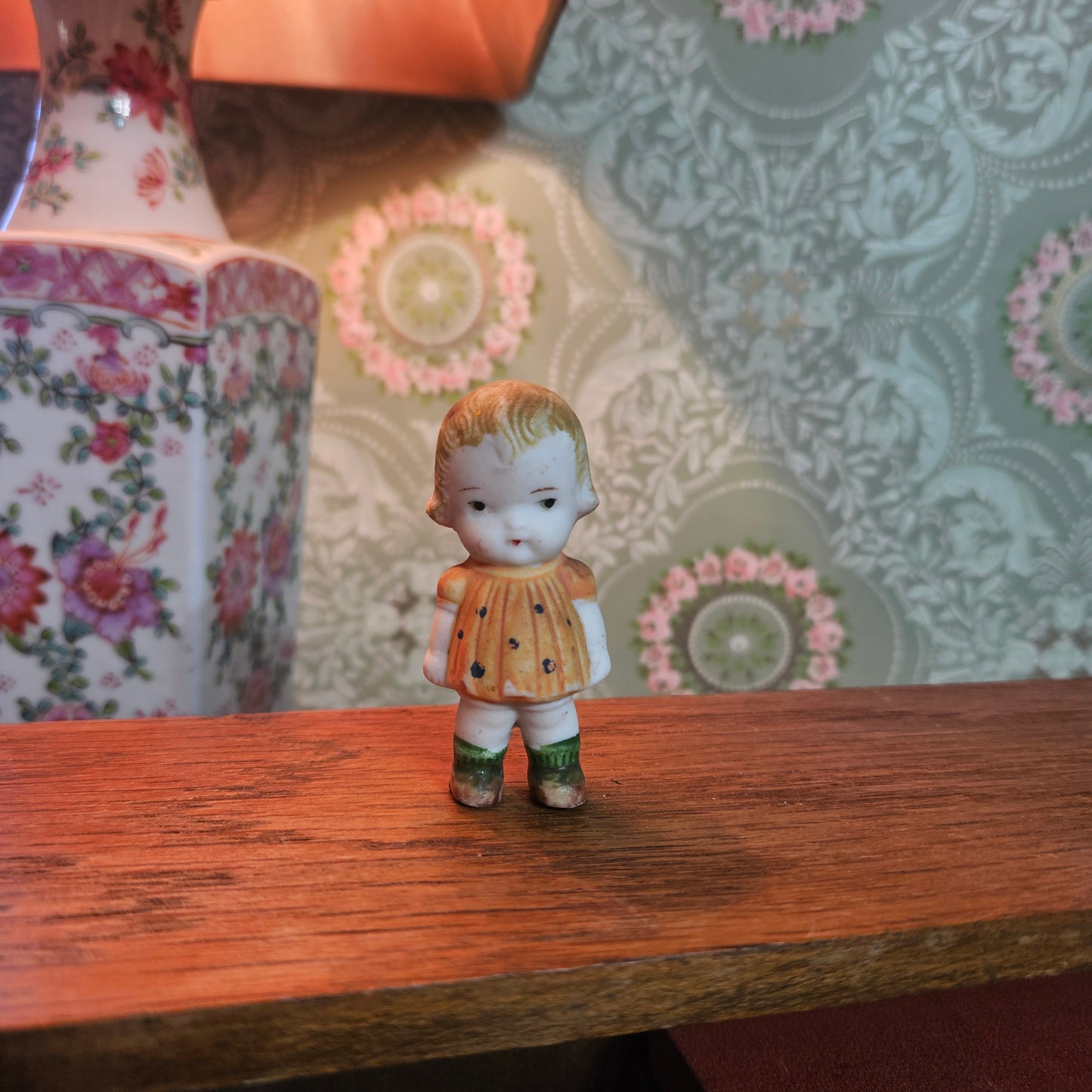 Vintage Painted Bisque Child Dollhouse Figurine