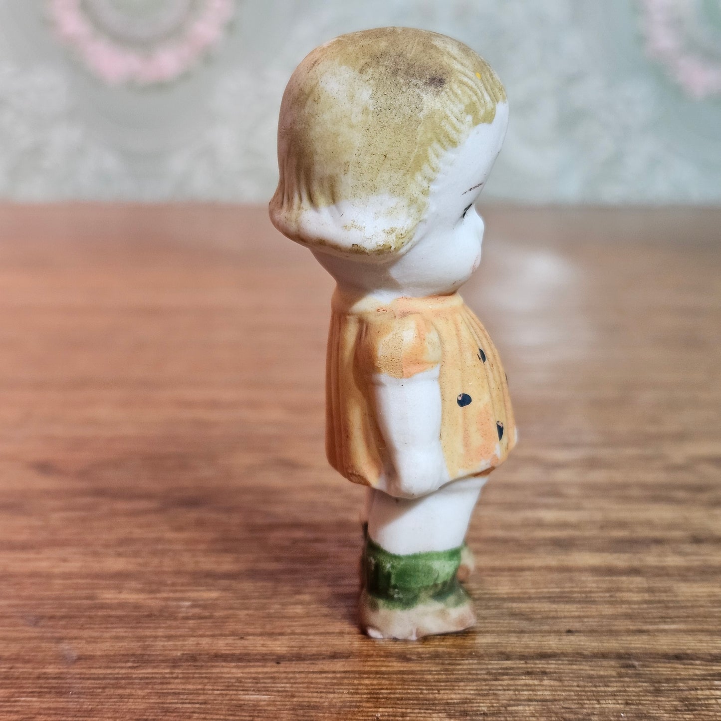 Vintage Painted Bisque Child Dollhouse Figurine