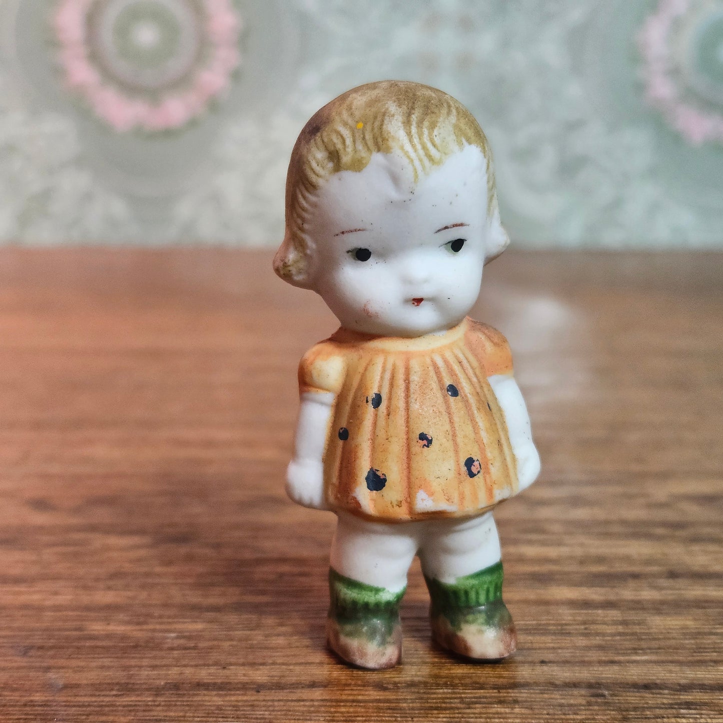 Vintage Painted Bisque Child Dollhouse Figurine