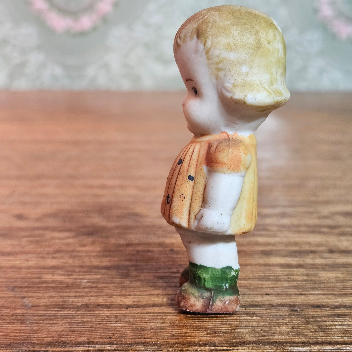 Vintage Painted Bisque Child Dollhouse Figurine