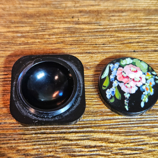 Miniature Hand-Painted Black Floral Box