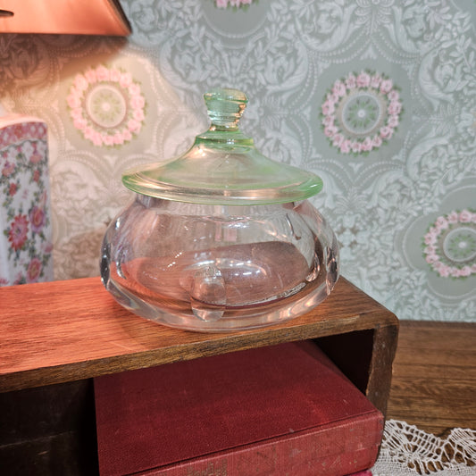 Vintage Clear Glass Covered Candy or Trinket Jar