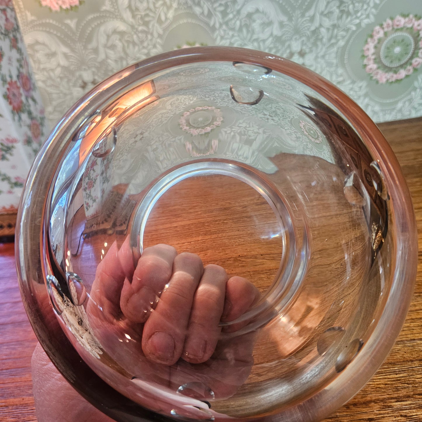 Vintage Clear Glass Covered Candy or Trinket Jar