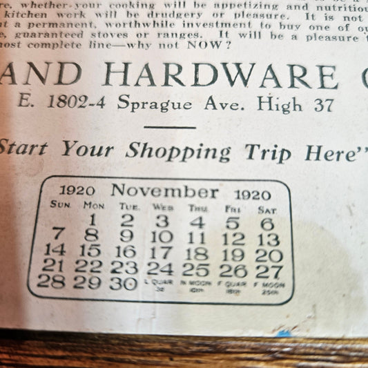 1920 and 1922 Inland Hardware Spokane Calendar Pair