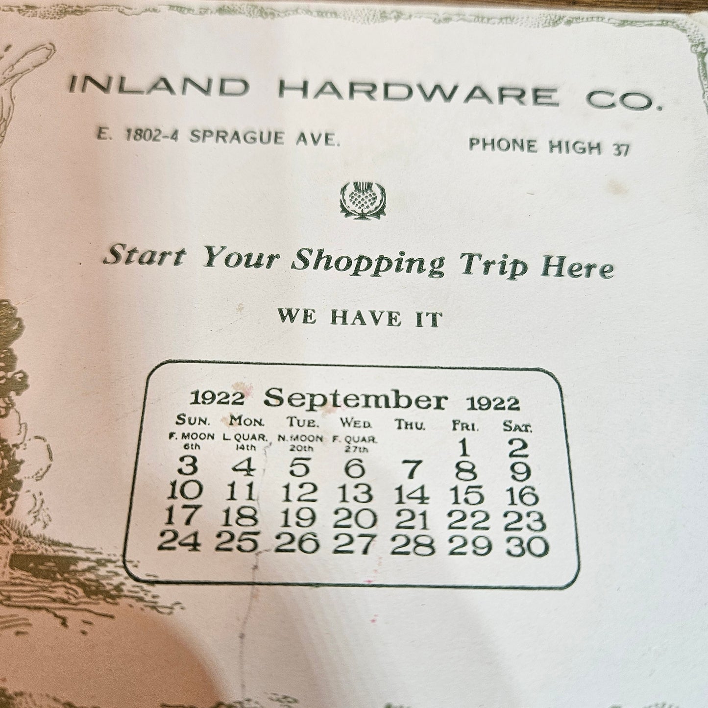 1920 and 1922 Inland Hardware Spokane Calendar Pair