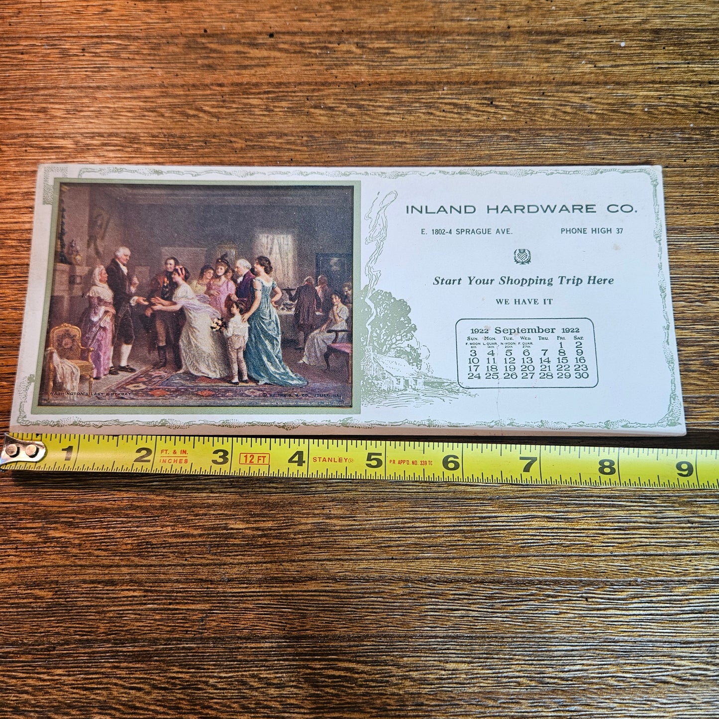 1920 and 1922 Inland Hardware Spokane Calendar Pair