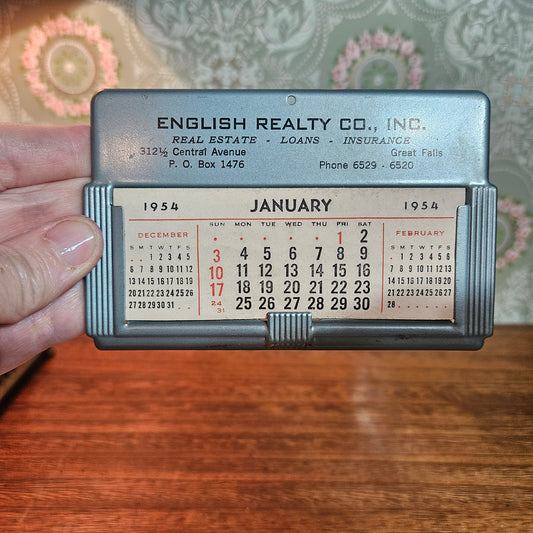1954 English Realty Great Falls Advertising Desk Calendar