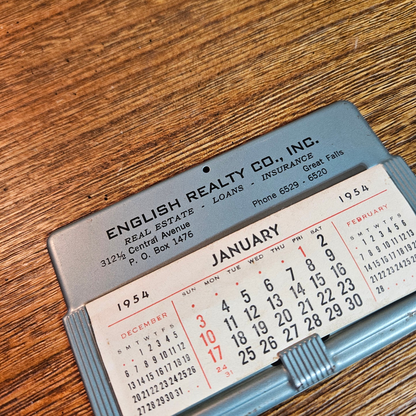 1954 English Realty Great Falls Advertising Desk Calendar
