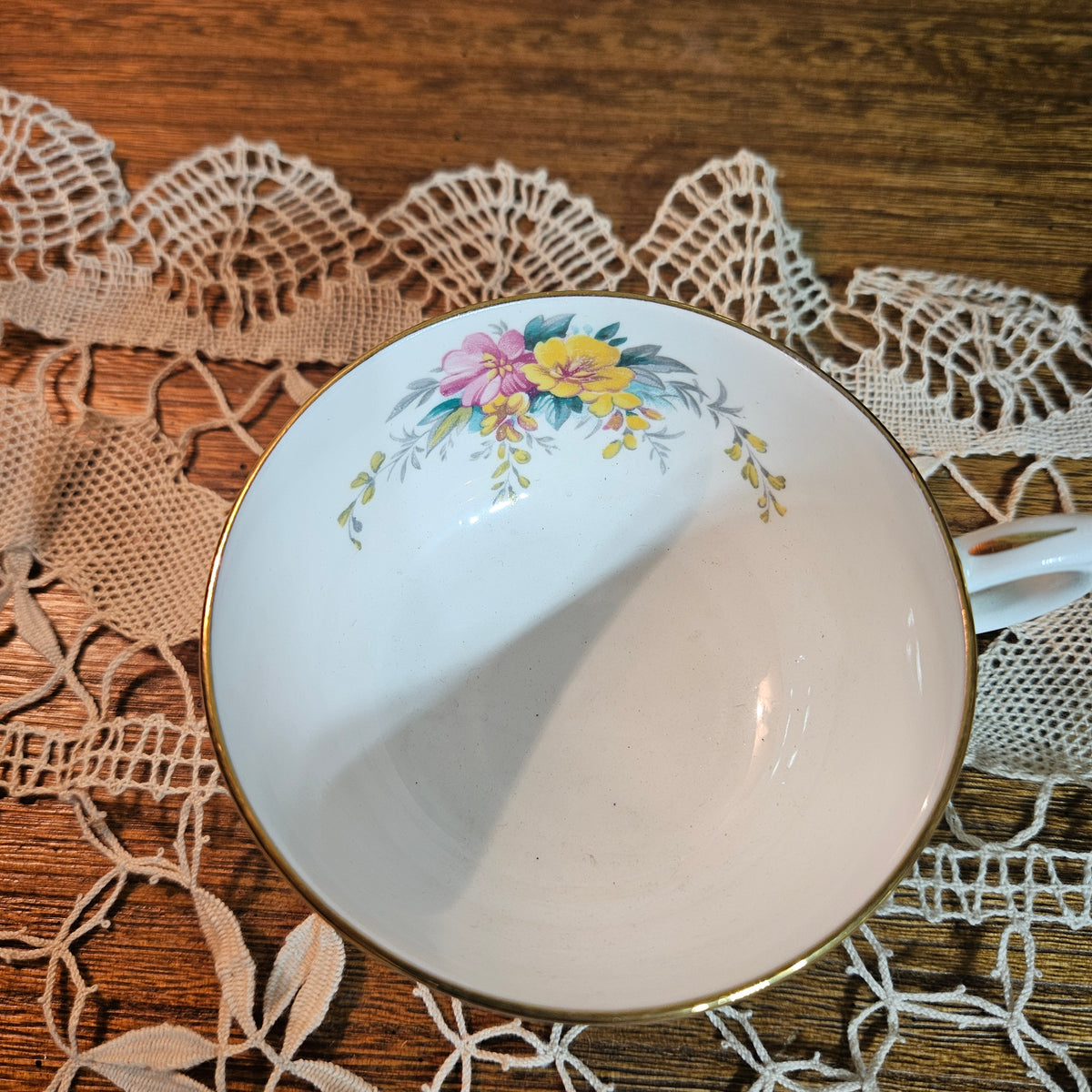 Vintage English Bone China Floral Teacup & Saucer