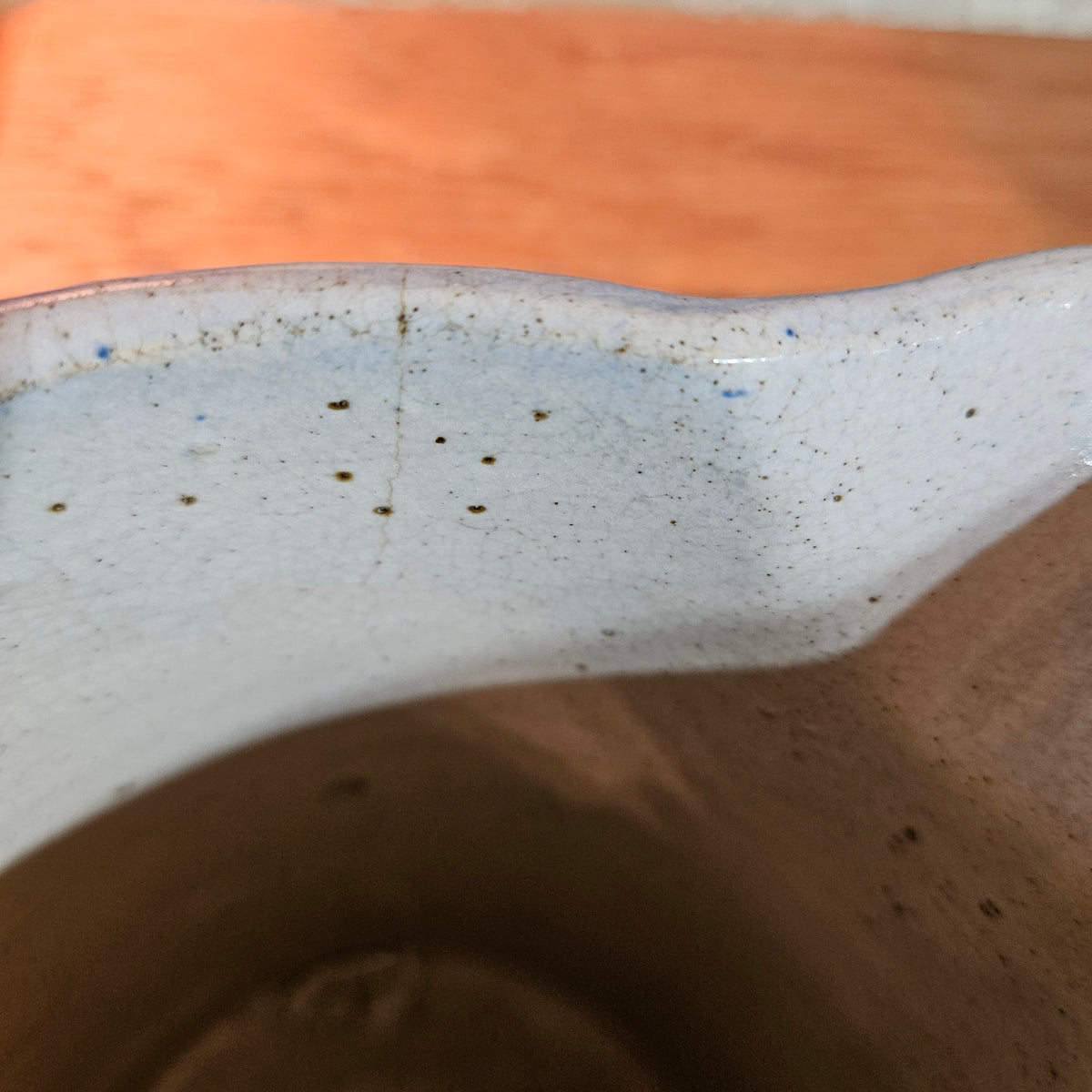Antique Blue Salt Glaze Stoneware Cow Relief Pitcher