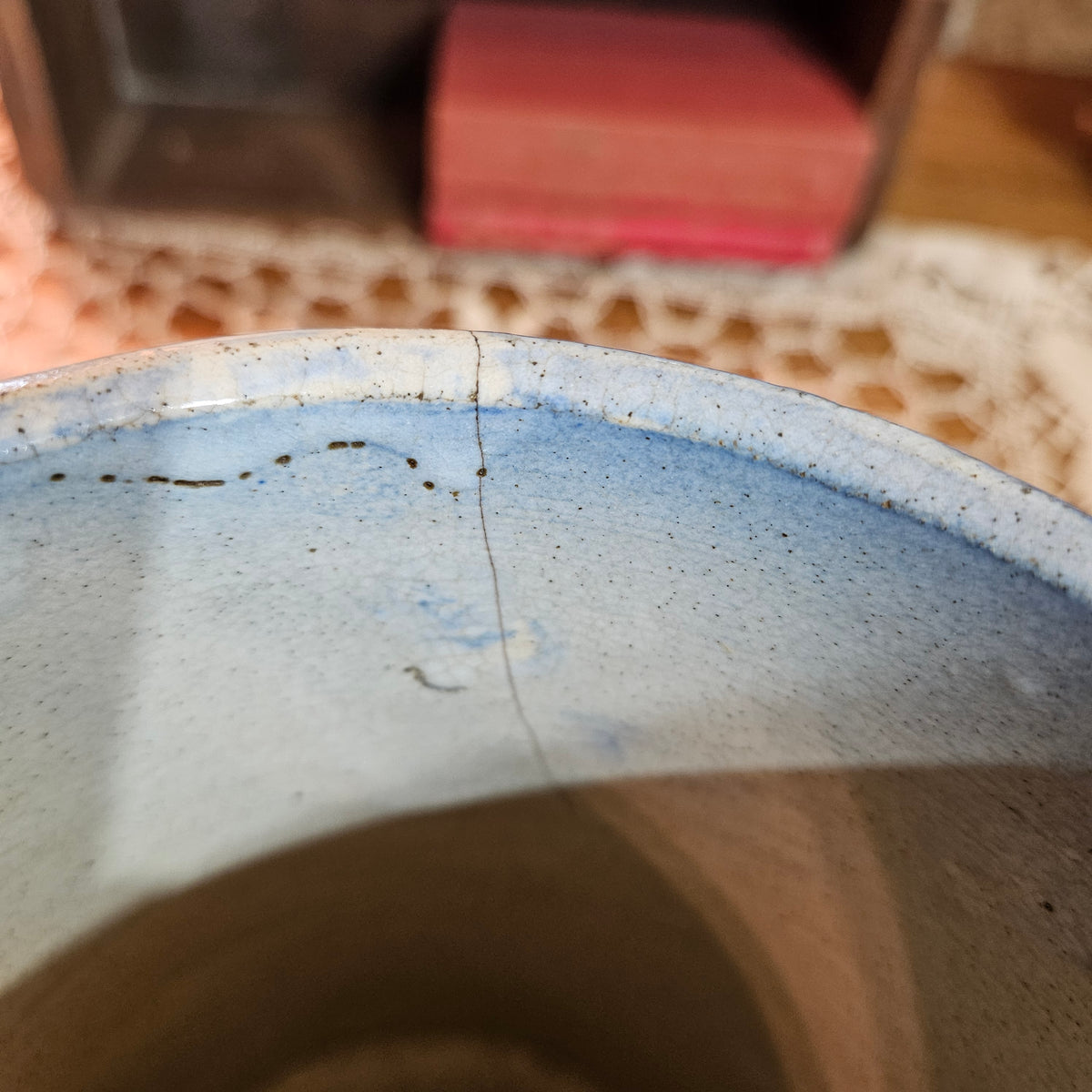 Antique Blue Salt Glaze Stoneware Cow Relief Pitcher