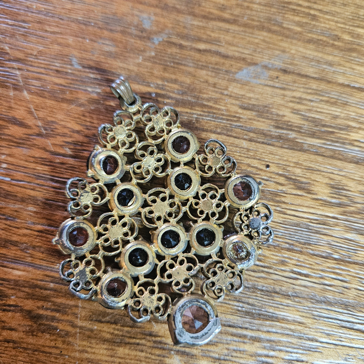 Purple Rhinestone Filigree Pendant