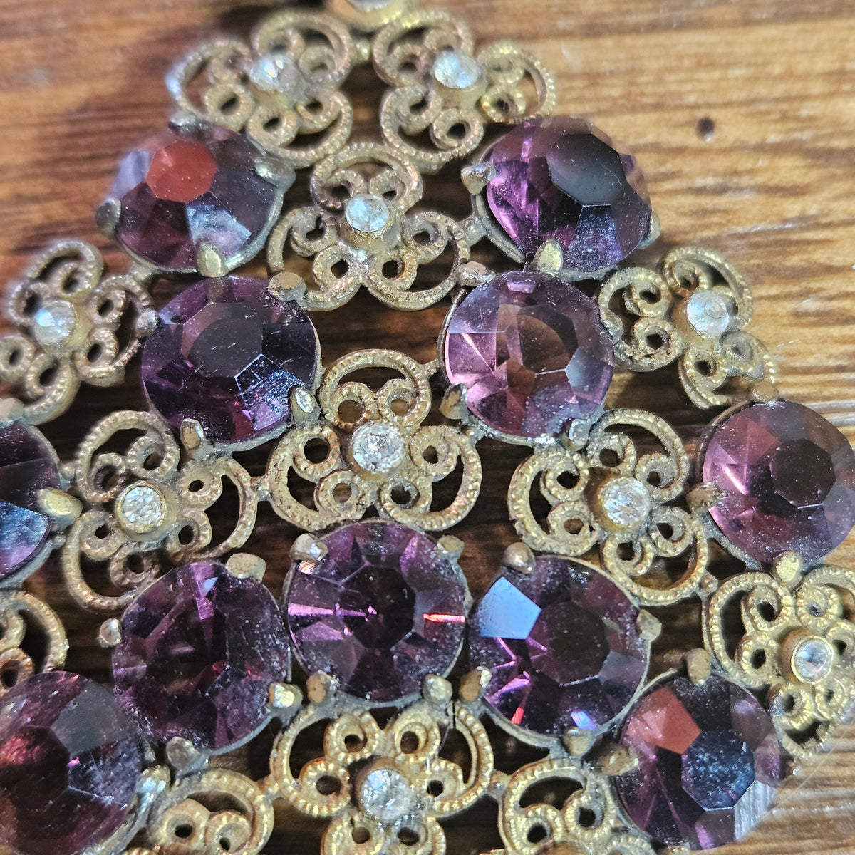 Purple Rhinestone Filigree Pendant