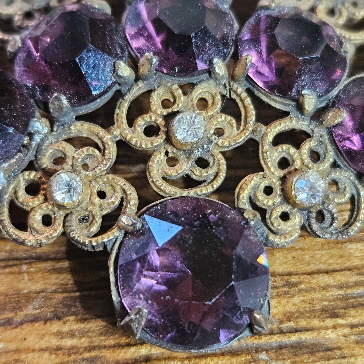 Purple Rhinestone Filigree Pendant
