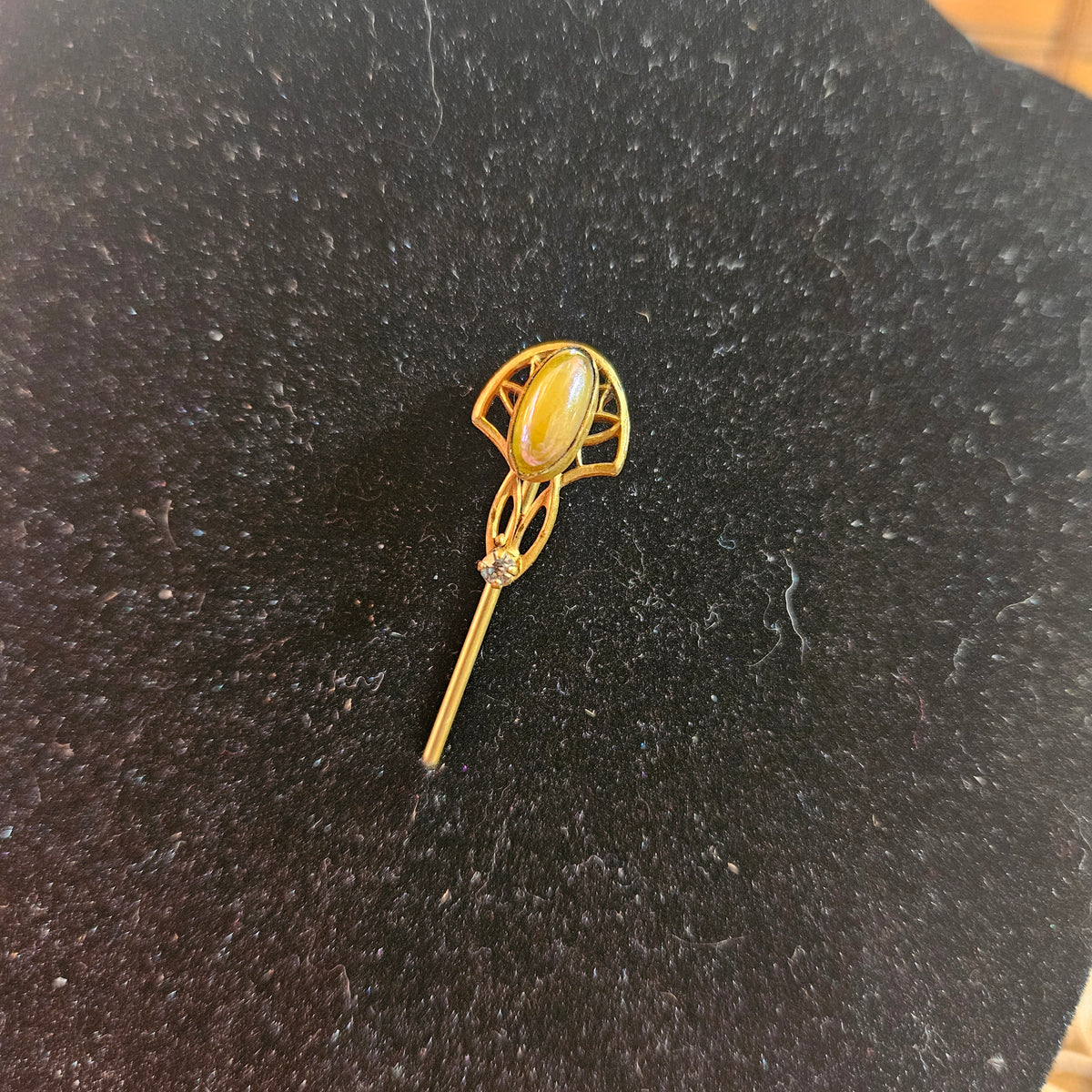 Art Nouveau Style Amber Glass Stick Pin