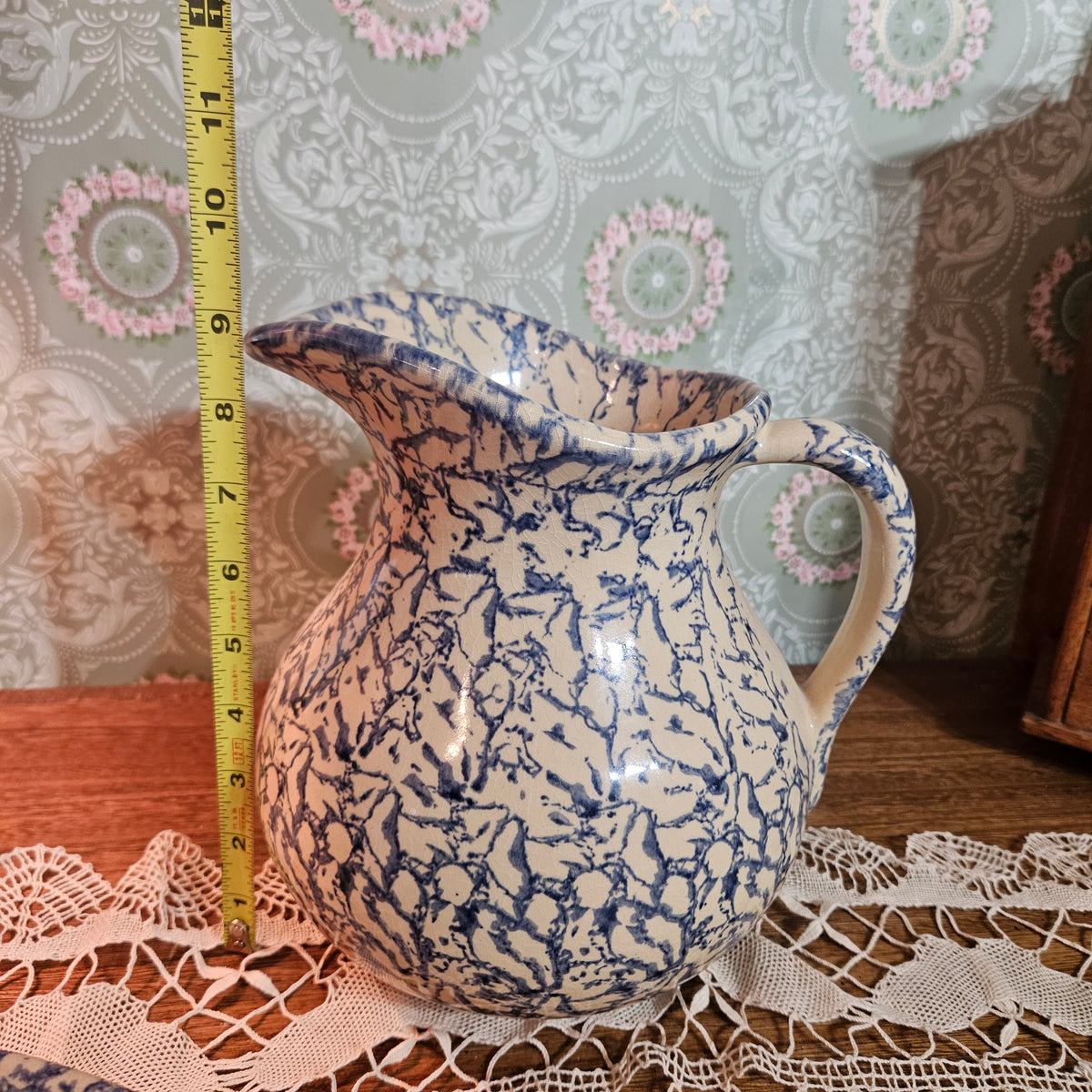 Robinson Ransbottom Blue Spongeware Pitcher Basin Set