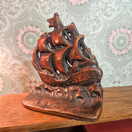 Cast Metal Sailing Ship Bookend/Doorstop