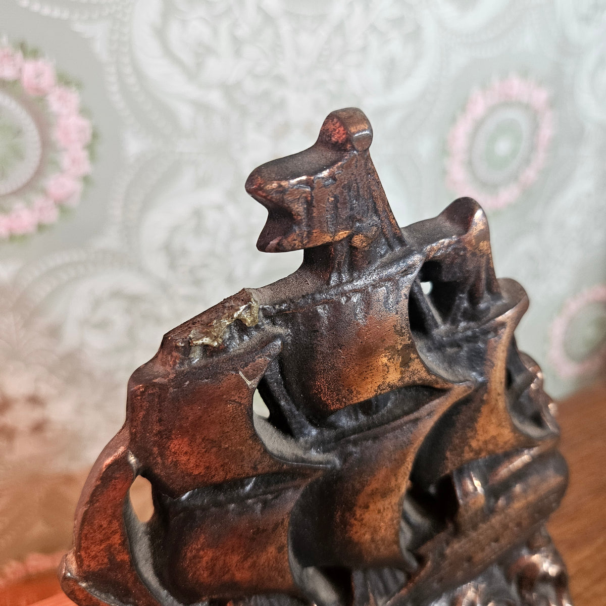 Cast Metal Sailing Ship Bookend/Doorstop