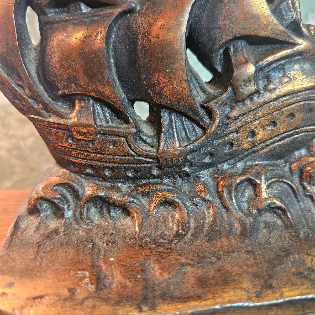 Cast Metal Sailing Ship Bookend/Doorstop