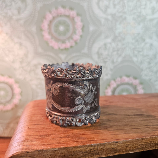 Ornate Vintage Floral Silver Tone Napkin Ring