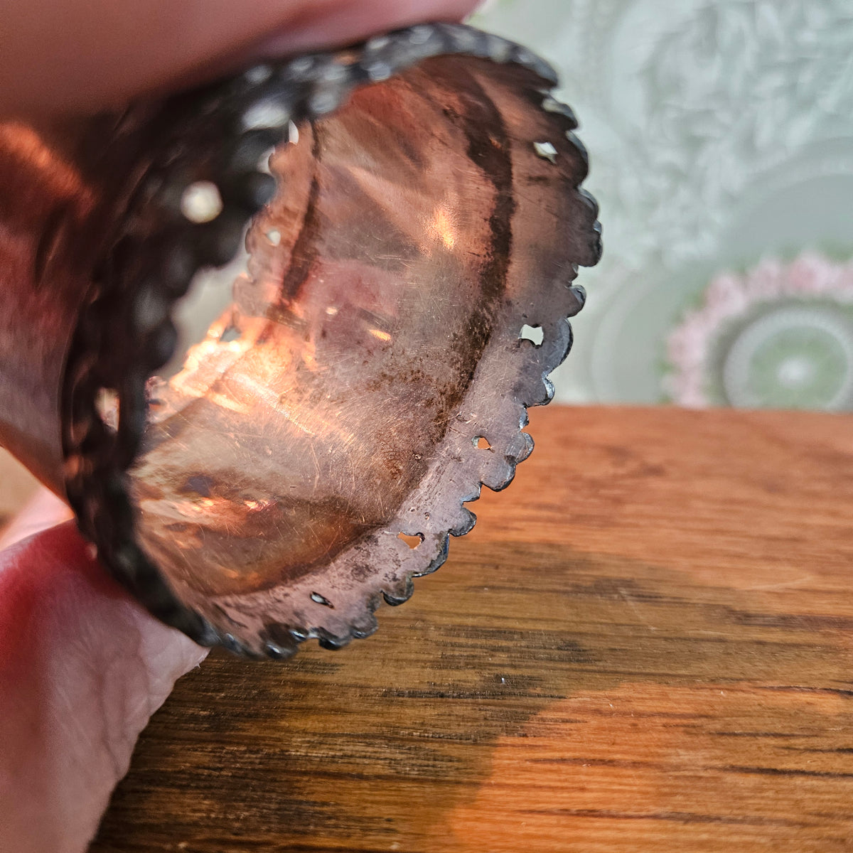 Ornate Vintage Floral Silver Tone Napkin Ring