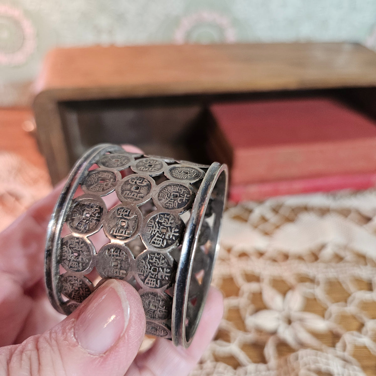 Hung Chong Chinese Lucky Coin Silver Napkin Ring