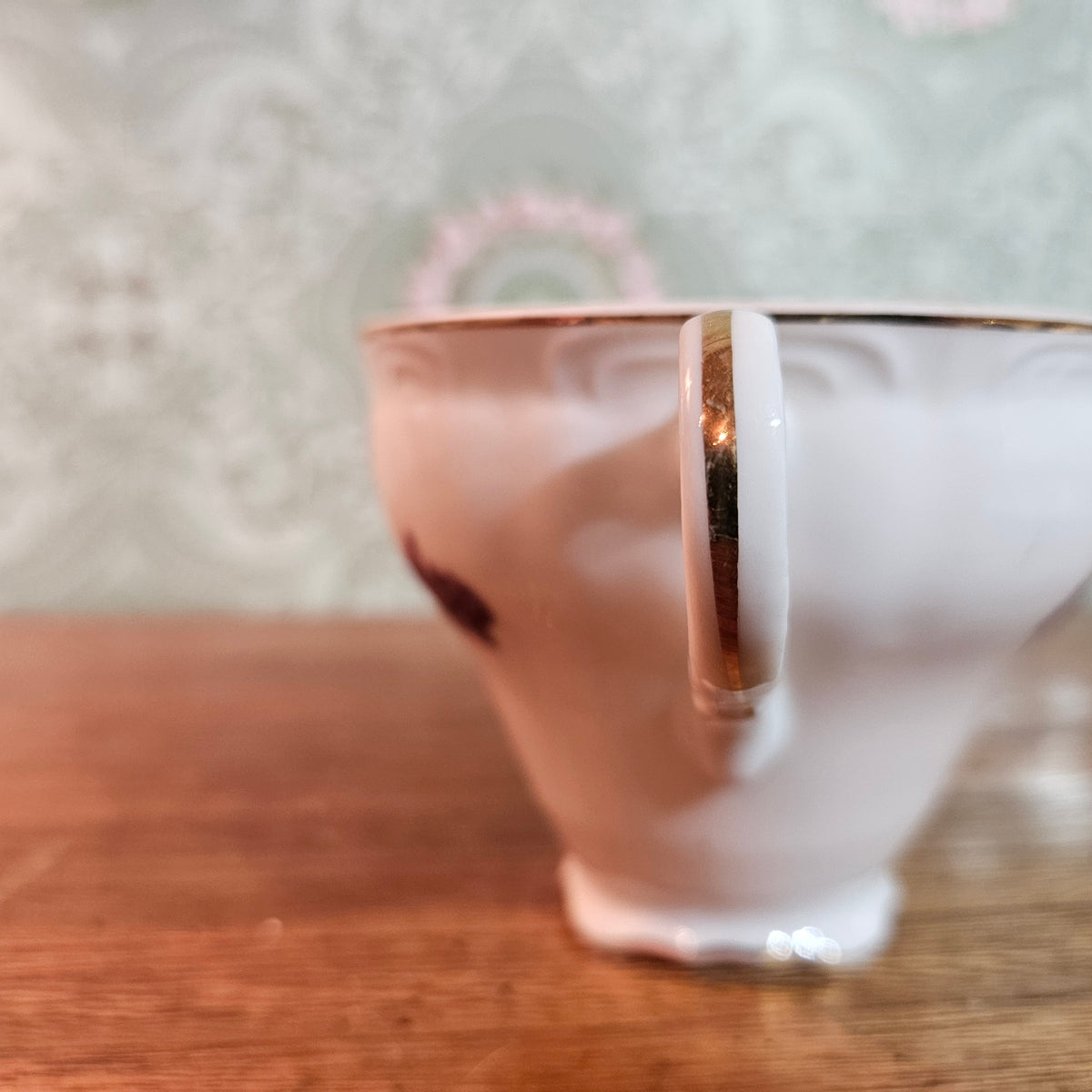 Violet Floral Porcelain Teacup and Saucer