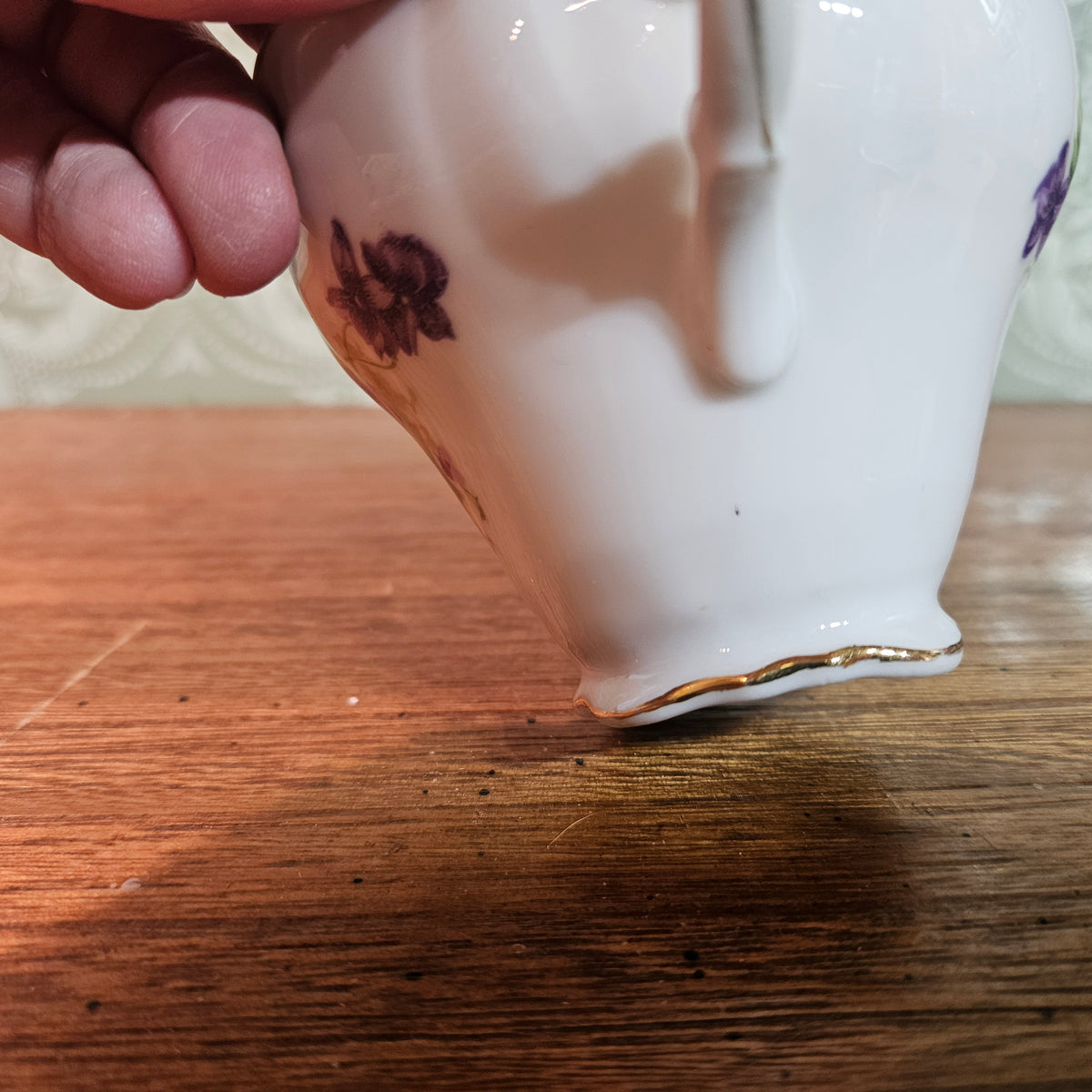 Violet Floral Porcelain Teacup and Saucer