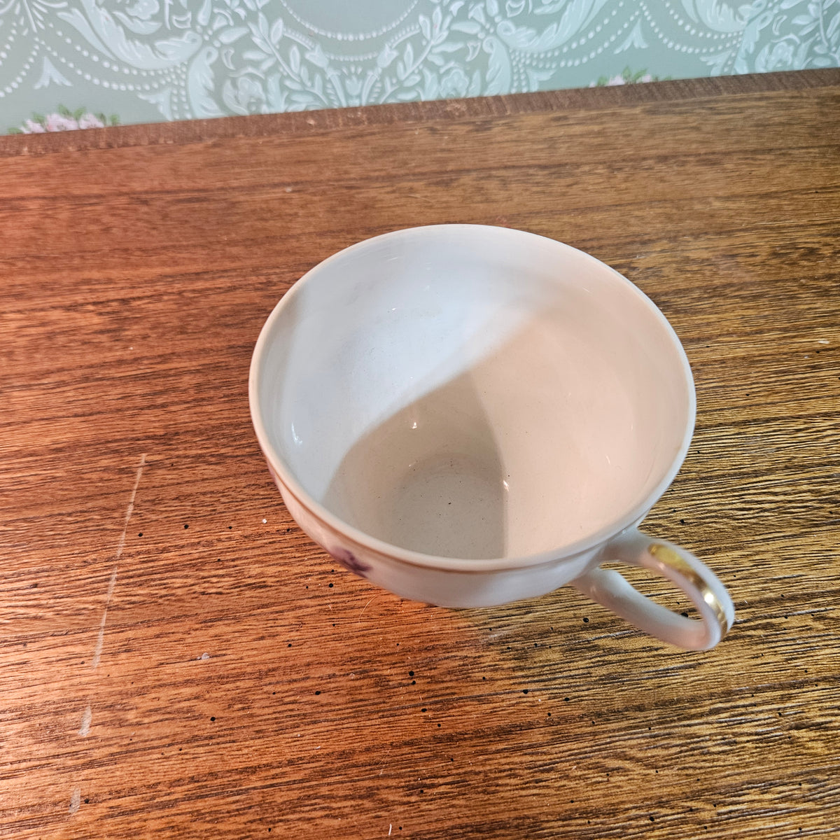 Violet Floral Porcelain Teacup and Saucer