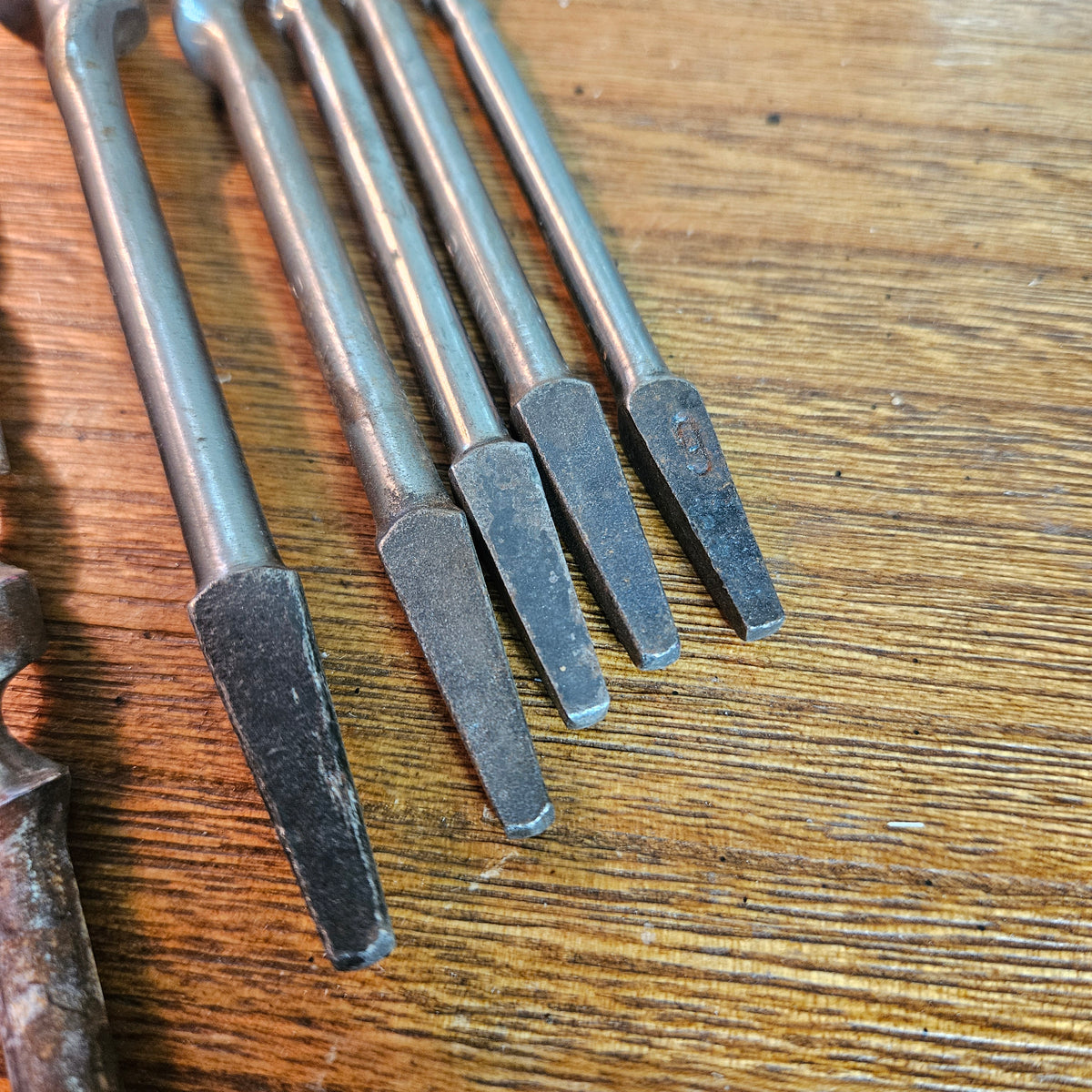 Lot of Vintage Square-Tang Auger and Brace Bits