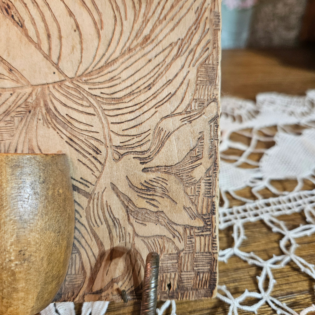 Pyrography Gibson Girl Wall Match Holder