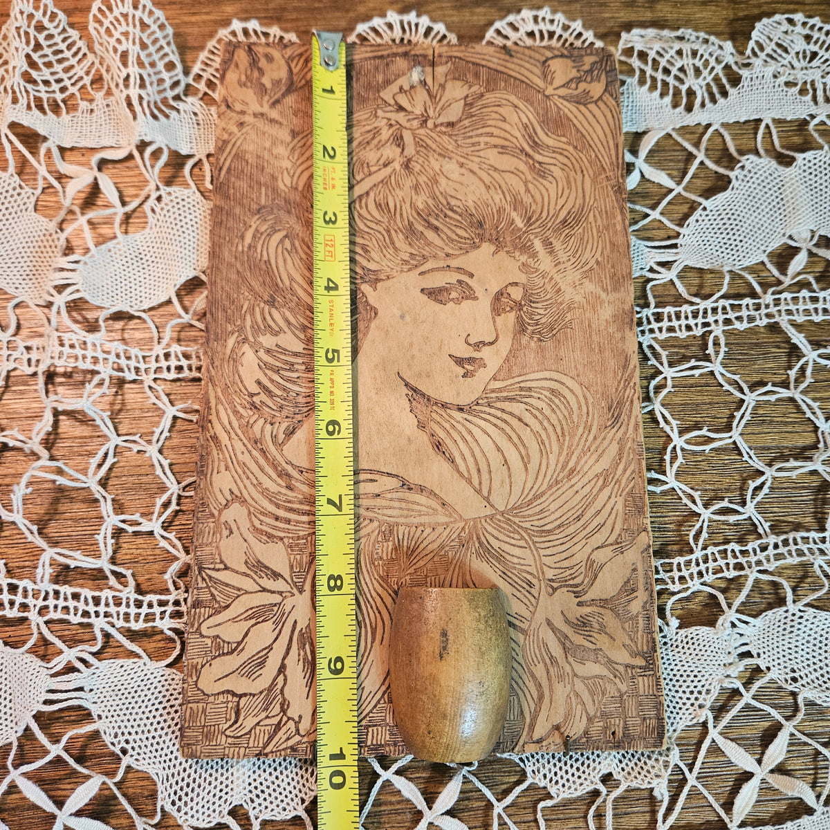 Pyrography Gibson Girl Wall Match Holder