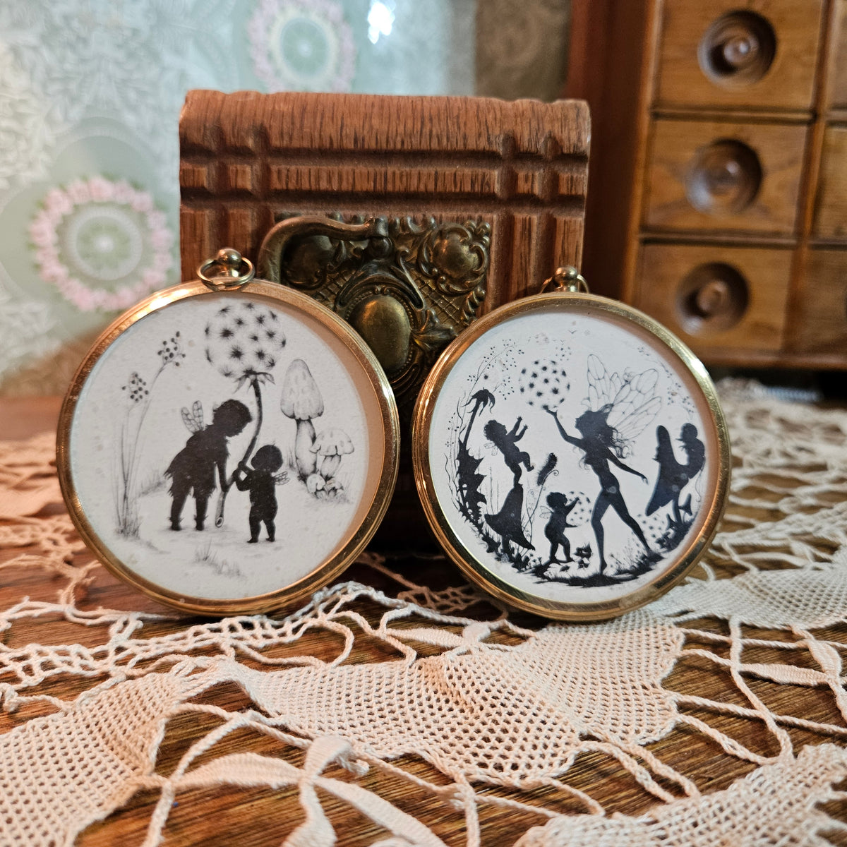 Pair Peter Bates Enchanted Series Fairy Silhouette Miniatures