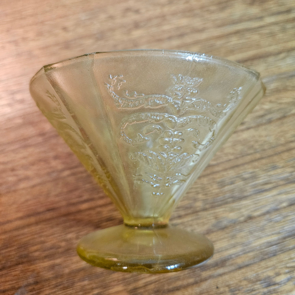 Vintage Amber Yellow Footed Glass Sherbet Dessert Dish
