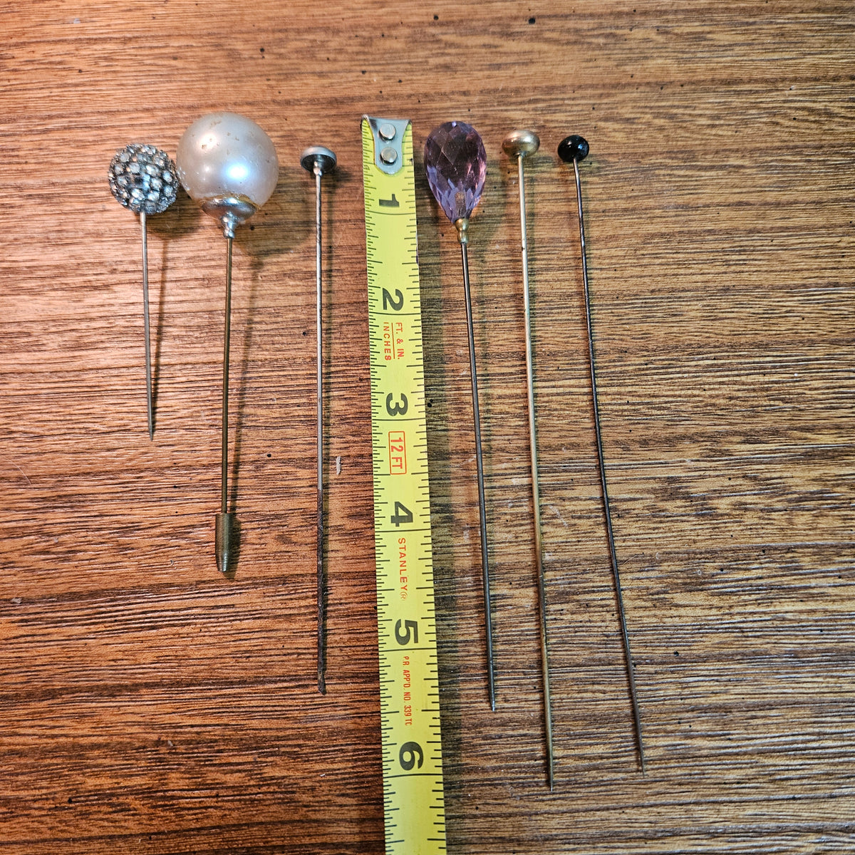 Bavaria Porcelain Rose Hatpin Holder with 6 Vintage Hatpins